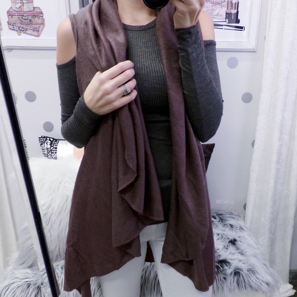 Last 1 Knit Cardigan Cape Sleeveless Cardigan Vest - Picture 3 of 6